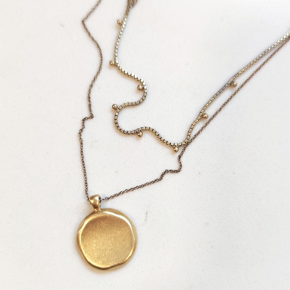 Madewell & other gold filled necklace layering pair / bundle